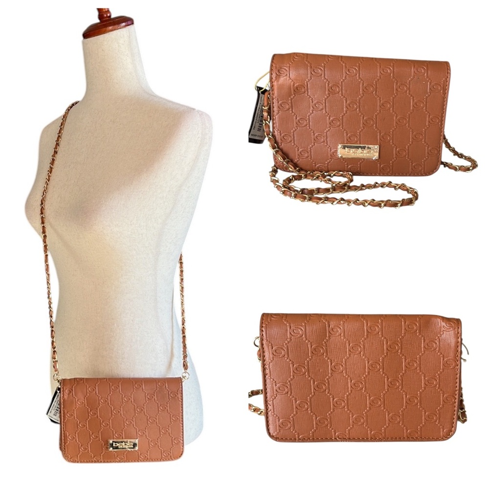 NEW! BEBE ALANA EMBOSSED SAFFIANO LEATHER CROSSBODY SLING BAG $59